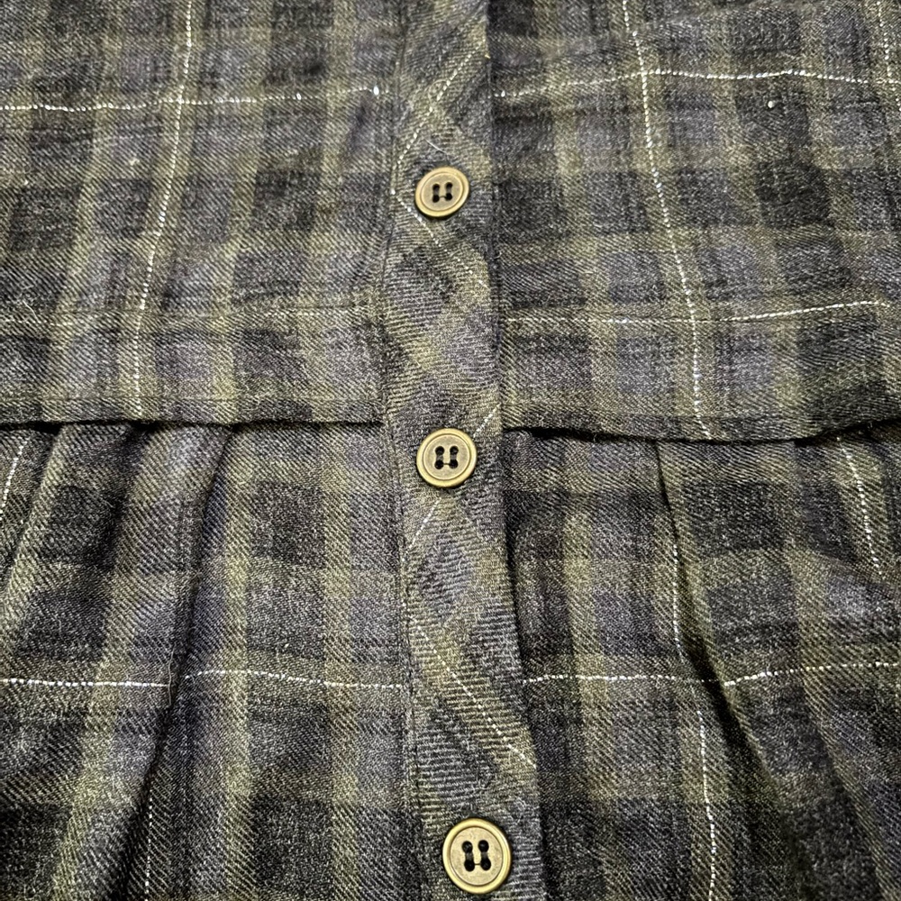 Zara olive and Black plaid Shirt dress with long sleeves and pockets - Picture 3 of 9
